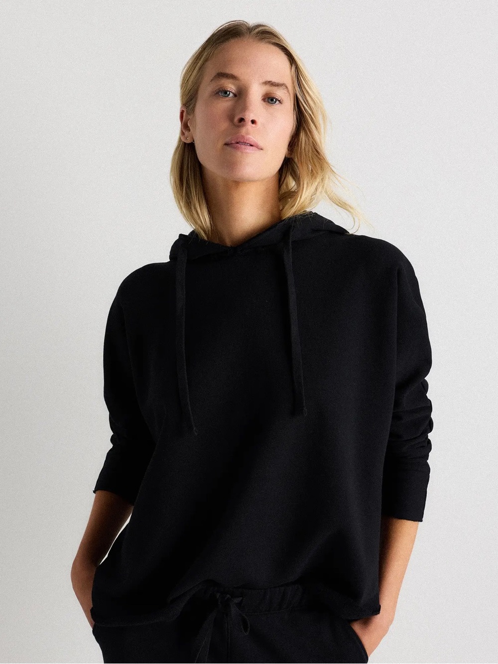 Quince Cotton French Terry Hoodie Black Size Large NWT - Frank & Eileen Dupe